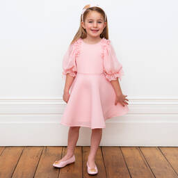 David Charles-Girls Pink Neoprene Dress | Childrensalon Outlet