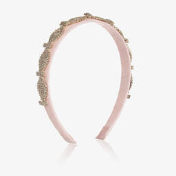 David Charles-Girls Pink & Silver Crystals Hairband | Childrensalon Outlet