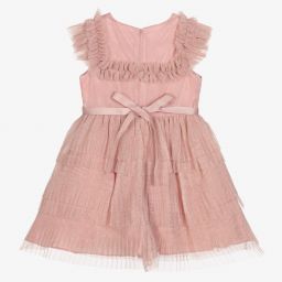 David Charles-Розовое плиссированное платье из тюля для девочек | Childrensalon Outlet
