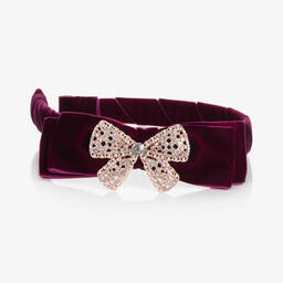 David Charles-Girls Purple Velvet Bow Headband | Childrensalon Outlet