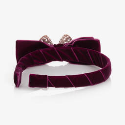 David Charles-Girls Purple Velvet Bow Headband | Childrensalon Outlet