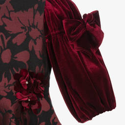 David Charles-فستان بروكيد قطن مخمل لون أحمر | Childrensalon Outlet