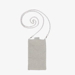 David Charles-Girls Silver Diamantés Phone Bag (18cm) | Childrensalon Outlet
