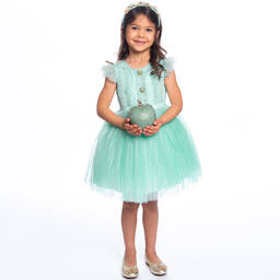 David Charles-Girls Turquoise Blue Tulle Dress | Childrensalon Outlet