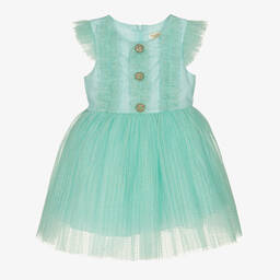 David Charles-Girls Turquoise Blue Tulle Dress | Childrensalon Outlet