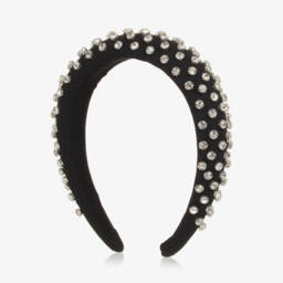 David Charles-طوق شعر للبنات مرصع بالجواهر اللامعة باللون الأسود | Childrensalon Outlet