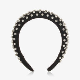 David Charles-طوق شعر للبنات مرصع بالجواهر اللامعة باللون الأسود | Childrensalon Outlet