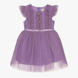 David Charles-Girls Violet Purple Tulle Dress | Childrensalon Outlet