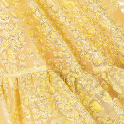 David Charles-Желтое жаккардовое платье из органзы | Childrensalon Outlet