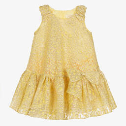David Charles-Желтое жаккардовое платье из органзы | Childrensalon Outlet