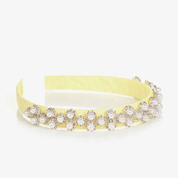 David Charles-Girls Yellow Pearl & Diamanté Hairband | Childrensalon Outlet