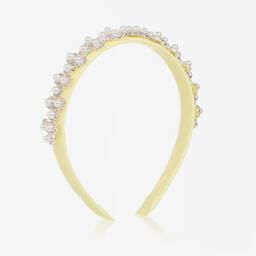 David Charles-Girls Yellow Pearl & Diamanté Hairband | Childrensalon Outlet
