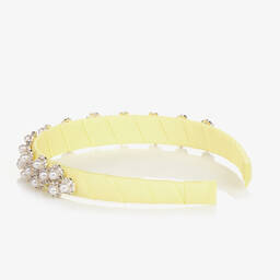 David Charles-Girls Yellow Pearl & Diamanté Hairband | Childrensalon Outlet