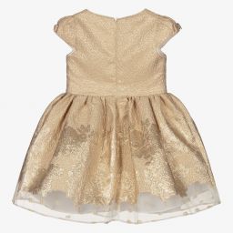 David Charles-Золотистое платье из парчи с цветами | Childrensalon Outlet