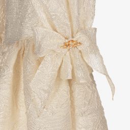 David Charles-Ivory & Gold Brocade Dress  | Childrensalon Outlet