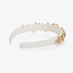 David Charles-Ivory & Gold Crystal Flowers Hairband | Childrensalon Outlet