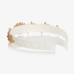 David Charles-Ivory & Pink Crystal Flowers Hairband | Childrensalon Outlet