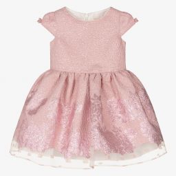 David Charles-Розовое платье из парчи с цветами | Childrensalon Outlet