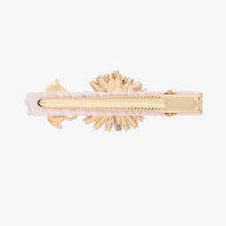David Charles-Pink & Gold Flowers Hair Clip (9cm) | Childrensalon Outlet