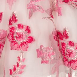 David Charles-Pink & White Organza Dress  | Childrensalon Outlet