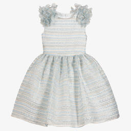 David Charles-Teen Girls Blue & Gold Dress  | Childrensalon Outlet