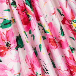 David Charles-White & Pink Floral Satin Dress | Childrensalon Outlet