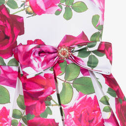 David Charles-White & Pink Rose Satin Dress | Childrensalon Outlet