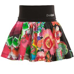 Desigual-Black Cotton Jersey Bright Floral Skirt | Childrensalon Outlet