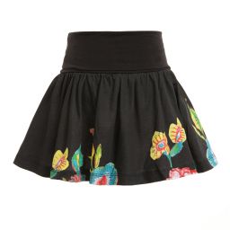 Desigual-Black Cotton Jersey Bright Floral Skirt | Childrensalon Outlet