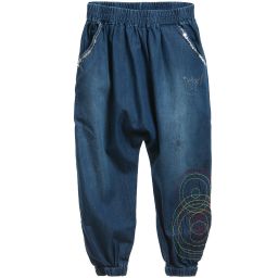 Desigual-Blue Cotton Chambray Harem Trousers  | Childrensalon Outlet
