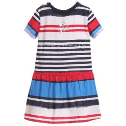Desigual-Blue Cotton Jersey Striped Minnie Mouse Dress  | Childrensalon Outlet