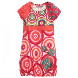 Desigual-Cotton Jersey Circle & Floral Dress  | Childrensalon Outlet