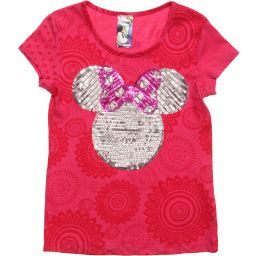 Desigual-Girls Pink Sequinned Minnie Mouse T-Shirt | Childrensalon Outlet