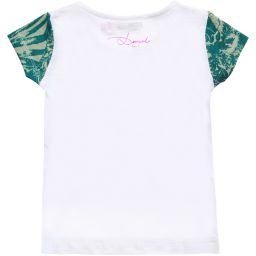 Desigual-Girls White Tropical Floral Parrot T-Shirt  | Childrensalon Outlet