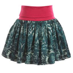 Desigual-Green Cotton Jersey Jungle & Floral Skirt | Childrensalon Outlet