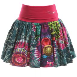 Desigual-Green Cotton Jersey Jungle & Floral Skirt | Childrensalon Outlet