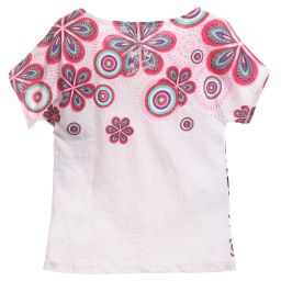 Desigual-White Cotton Jersey Mickey & Minnie Mouse Top | Childrensalon Outlet