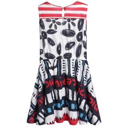 Desigual-White, Navy Blue & Red Cotton Jersey Dress  | Childrensalon Outlet