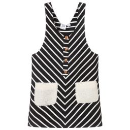 Deux par Deux-Black Striped Pinafore Dress | Childrensalon Outlet