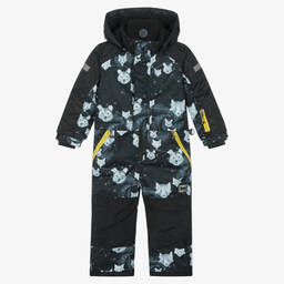 دو بار دو-أوفرول للثلج بطبعة بولار بير لون أسود للأولاد | Childrensalon Outlet