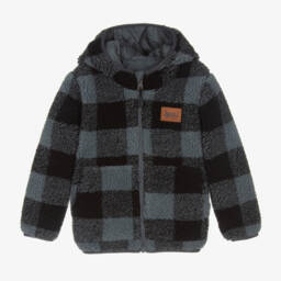 Deux par Deux-معطف دافئ أزرق قابل للعكس للأولاد | Childrensalon Outlet