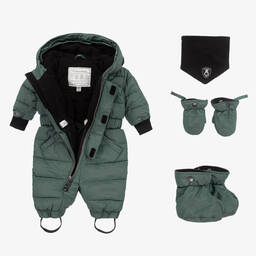 Deux par Deux-Boys Green Snowsuit Set  | Childrensalon Outlet
