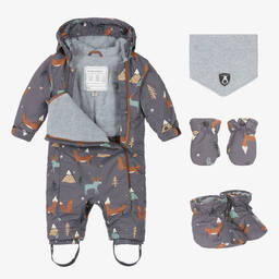 دو بار دو-طقم أوفرول شتوي رمادي وبرتقالي أطفال ولادي | Childrensalon Outlet