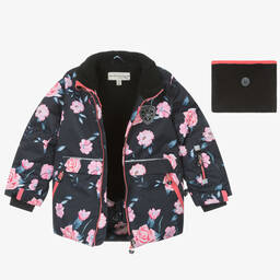 Deux par Deux-Girls Black & Pink Floral 2 Piece Snowsuit Set | Childrensalon Outlet