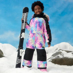 Deux par Deux-Черно-розовый зимний комбинезон | Childrensalon Outlet