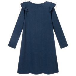 Deux par Deux-Girls Blue Herringbone Dress | Childrensalon Outlet