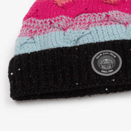 Deux par Deux-Теплая шапка с помпоном розовая и черная для девочек | Childrensalon Outlet