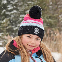 Deux par Deux-Теплая шапка с помпоном розовая и черная для девочек | Childrensalon Outlet