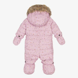  دو بار دو-بدلة ثلجية شتوية وردية مزينة بالزهور للبنات | Childrensalon Outlet