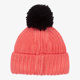 Deux par Deux-Girls Pink Ribbed Knit Bobble Hat | Childrensalon Outlet